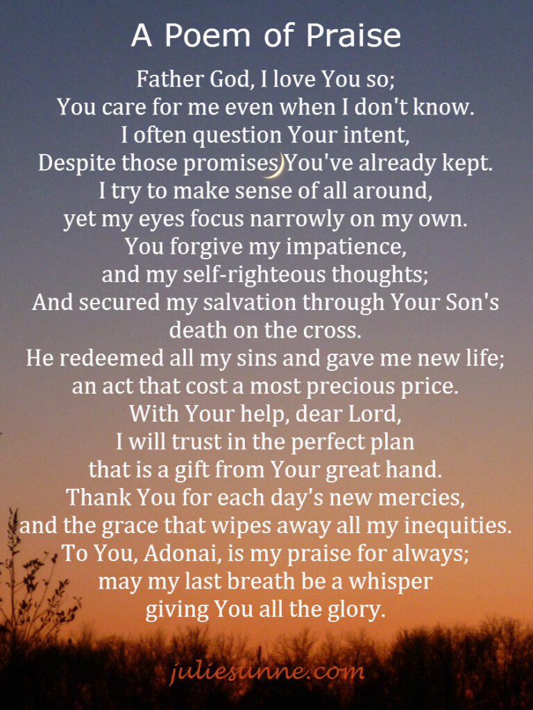 a poem of praise (printable) #shortburstsofencouragement | julie sunne